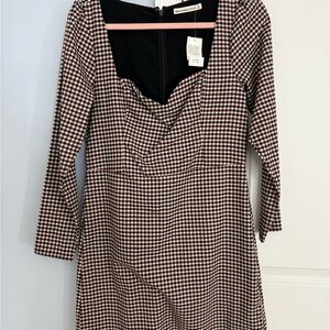 Abercrombie & Fitch Black and Red Checkered Long Sleeve Dress